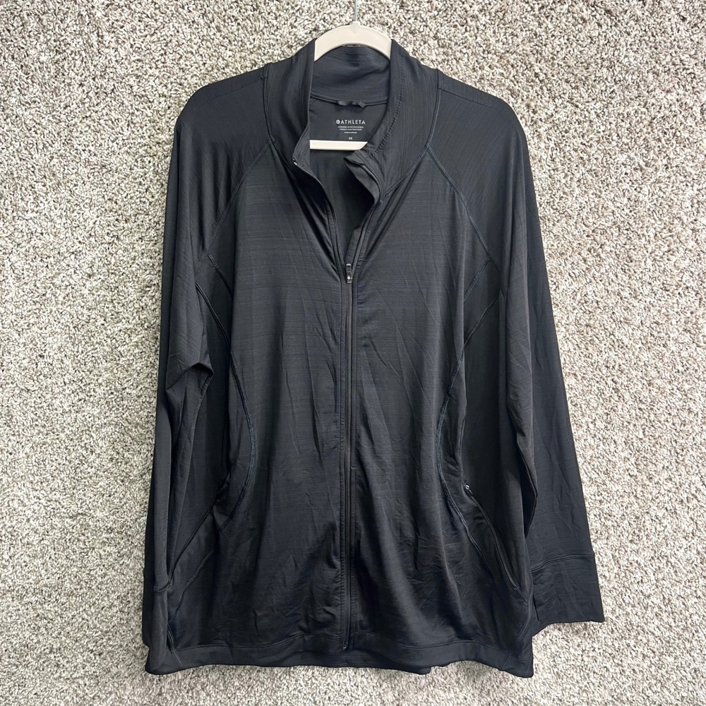 Athleta Jacket‎ Women's 3X Black Pacifica Illume UPF Full Zip Mock Neck